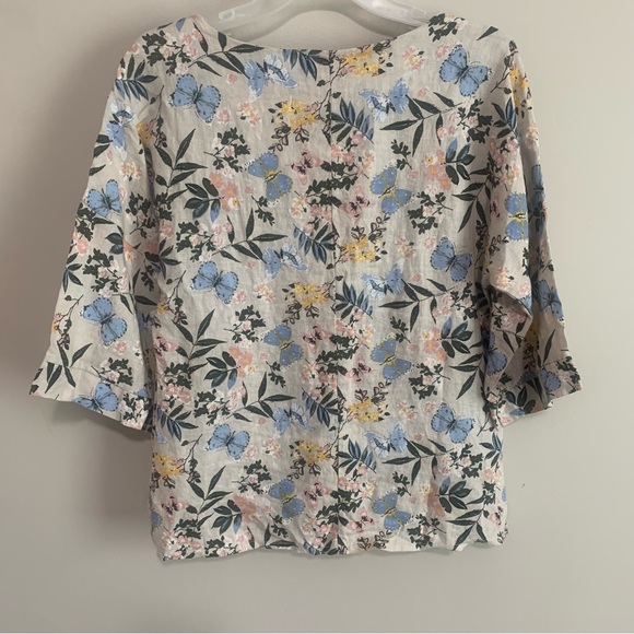 Laura Bianchi Italy Floral 100% Linen Tunic Top - Picture 8 of 11